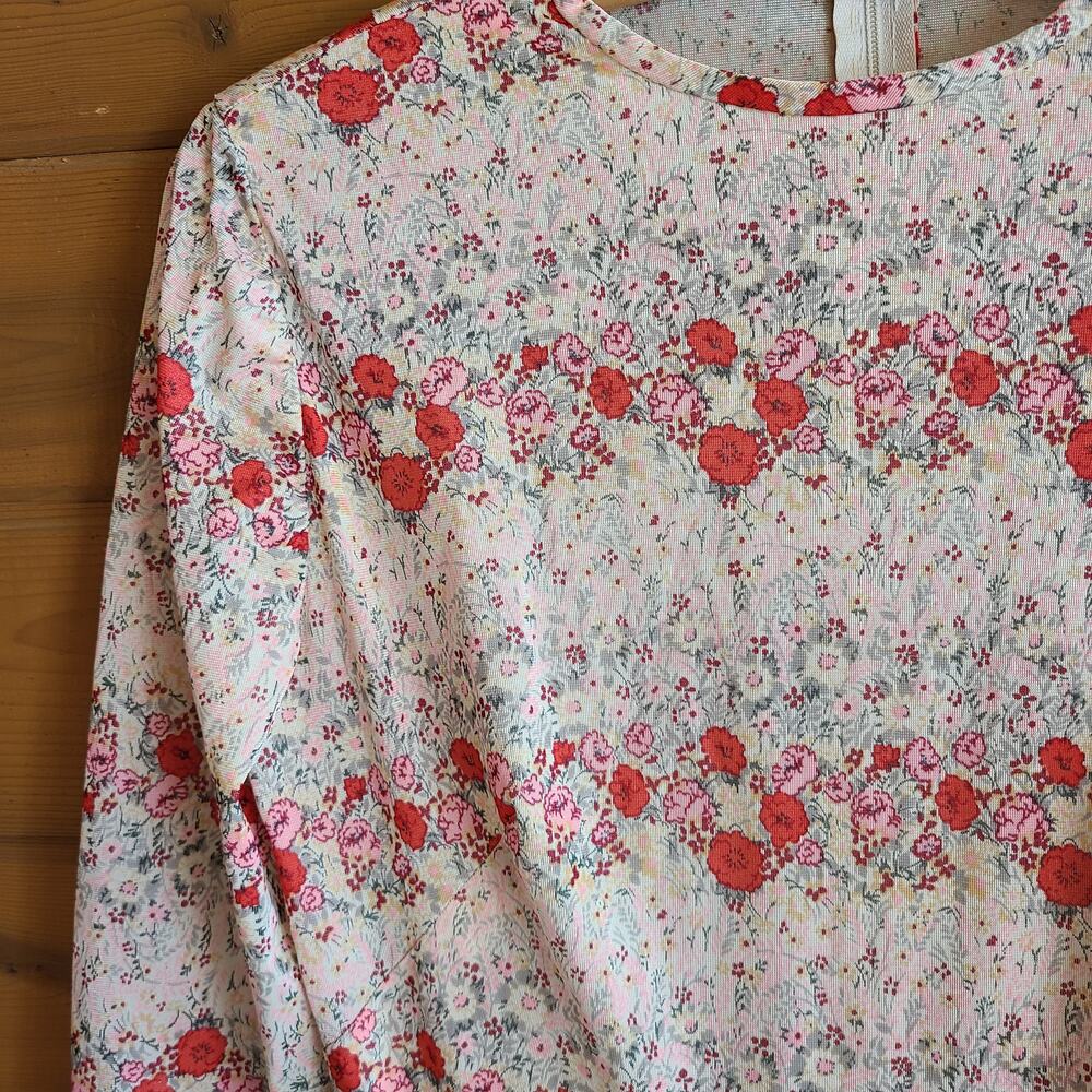 Vintage Floral Dress 70's Handmade Prairie Fit Flare Midi Boho Cottagecore M - Picture 3 of 4